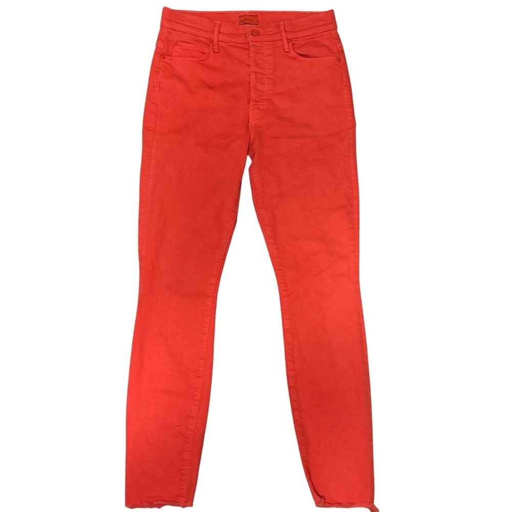 Mother The Stunner Ankle Fray High Rise‎ Skinny Jeans Tomato Red Women's Size 27